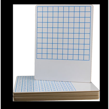 Flipside 9in X 12inTwo Sided Hundreds Grid Dry Erase Board Bulk Class, 12PK 11223
